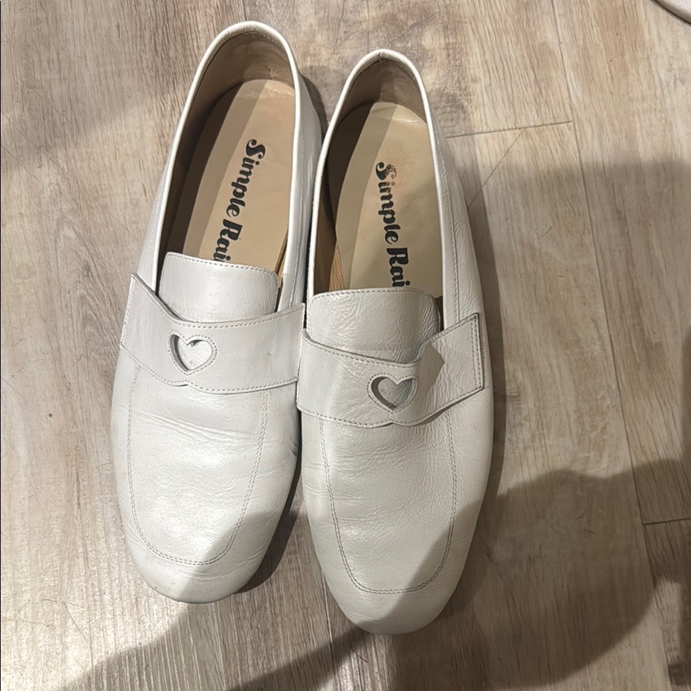 White women loafer. With heart design.
